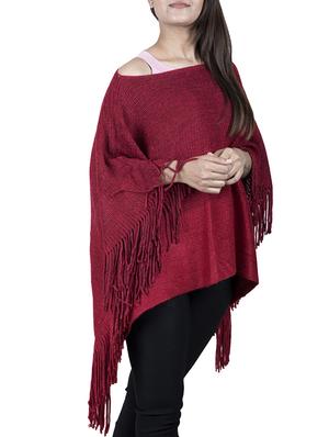 single shoulder fringed hem poncho - 15621640 - Standard Image - 1
