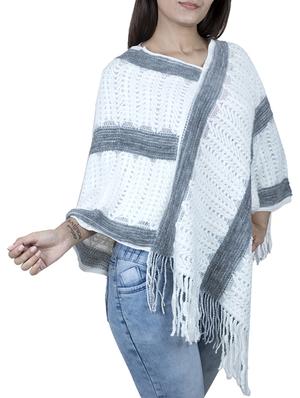 v neck fringed hem poncho - 15621649 - Standard Image - 1