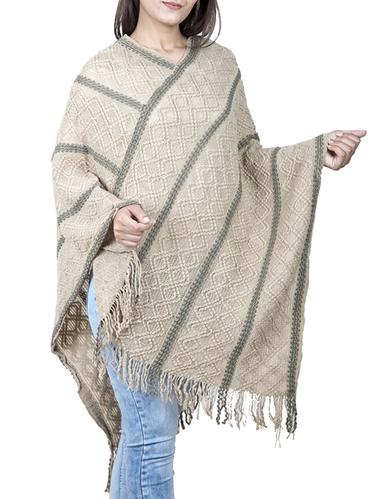 v neck fringed hem poncho - 15621651 - Very Small Image - 1
