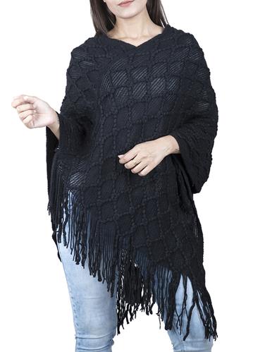 fringe detail woolen poncho - 15621659 - Very Small Image - 1