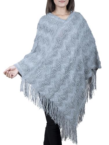fringe detail woolen poncho - 15621664 - Very Small Image - 1
