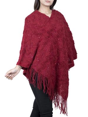 fringe detail woolen poncho - 15621665 - Standard Image - 1