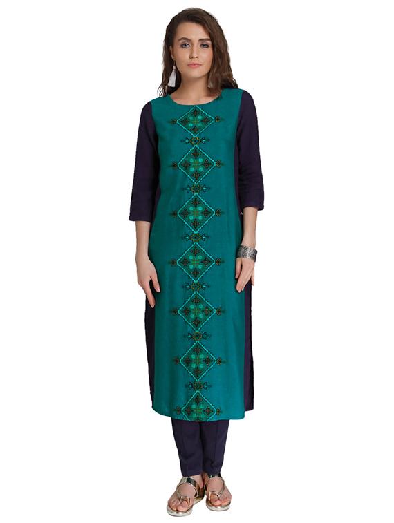 Straight embroidered kurta - 15621821 - Zoom Image - 1