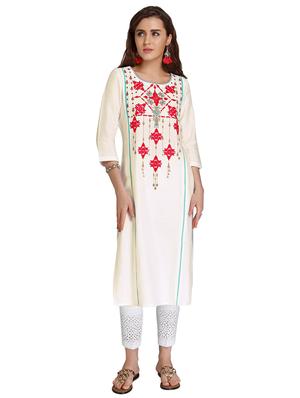 Straight embroidered kurta - 15621823 - Standard Image - 1