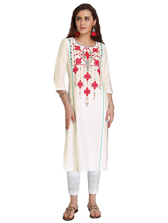 Straight embroidered kurta - 15621823 - Zoom Image - 1