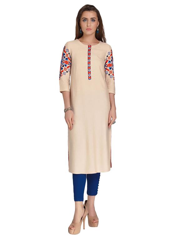 Straight embroidered kurta - 15621825 - Zoom Image - 1