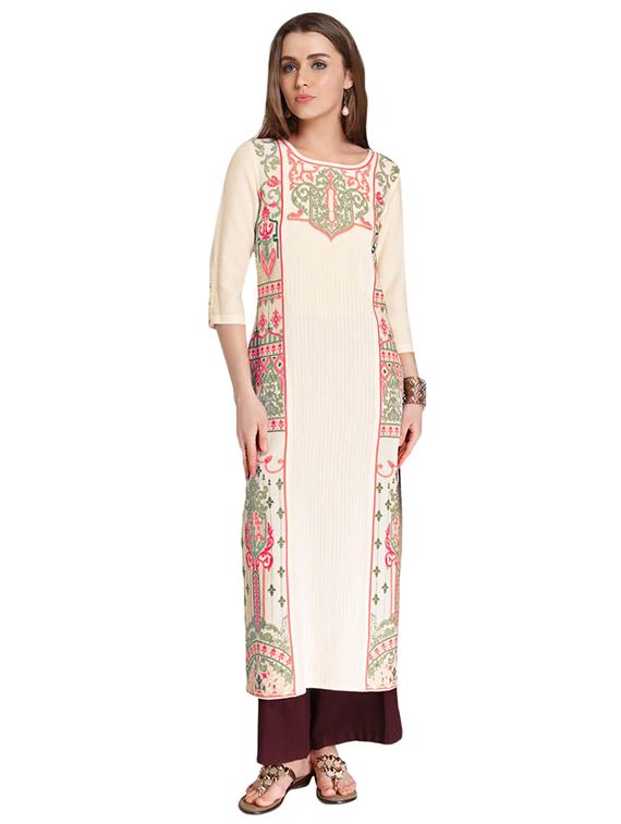 Straight embroidered pintucks kurta - 15621826 - Zoom Image - 1