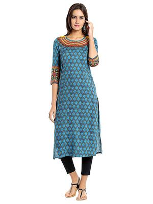 Straight embellished kurta - 15621828 - Standard Image - 1