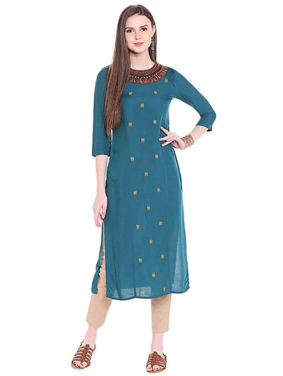 Straight embroidered kurta - 15621829 - Zoom Image - 1