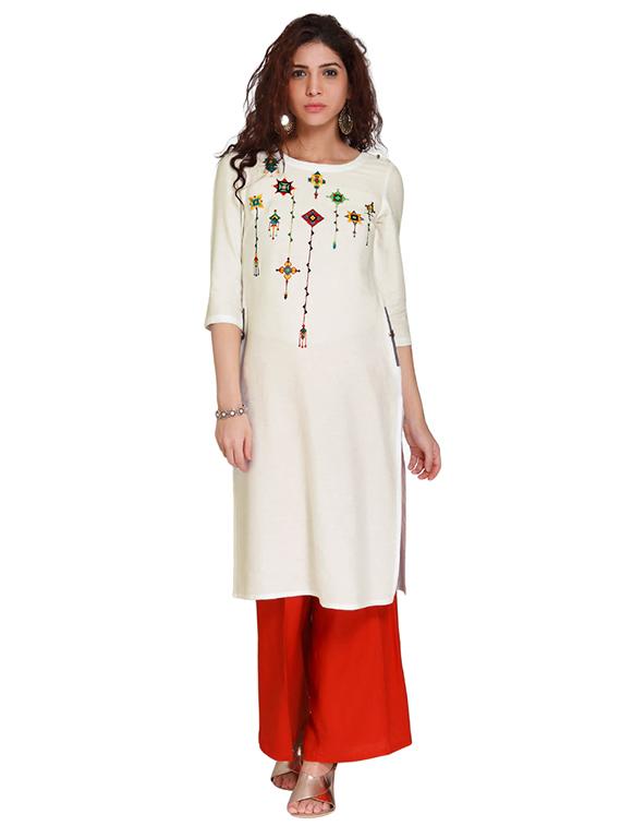 Straight embroidered kurta - 15621831 - Zoom Image - 1