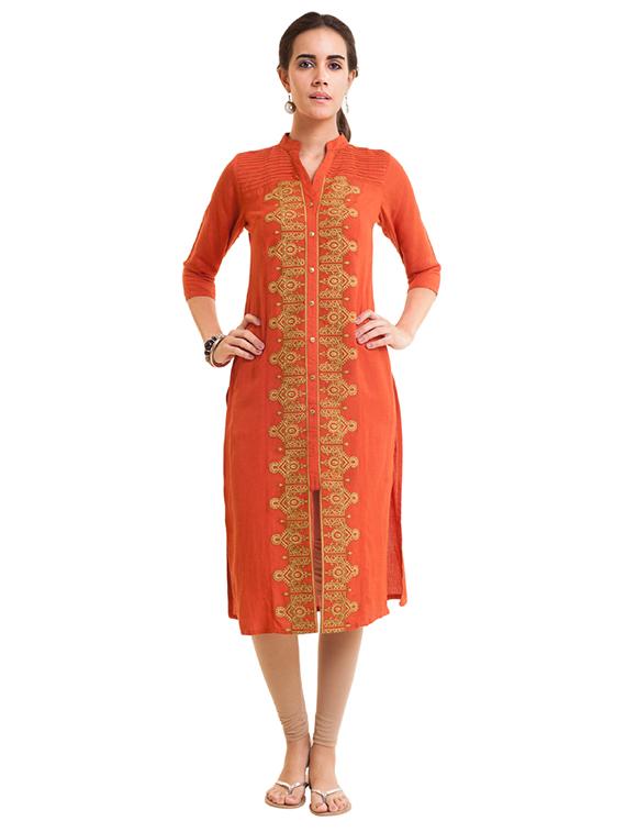 Embroidered straight kurta - 15621834 - Zoom Image - 1