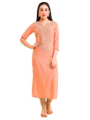 Straight embroidered kurta - 15621840 - Standard Image - 1
