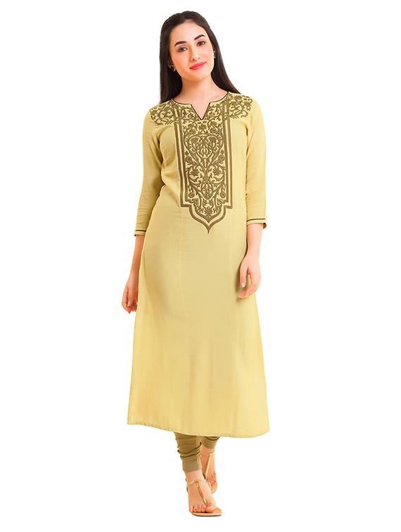 Straight embroidered kurta - 15621841 - Zoom Image - 1