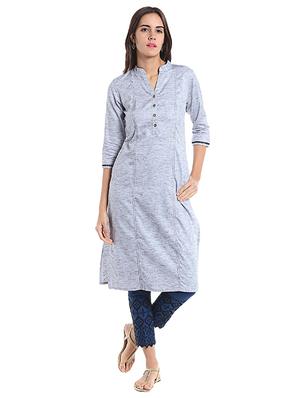 Straight textured kurta with pocket - 15621844 - Standard Image - 1