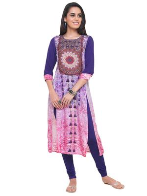 Straight double slit kurta - 15621845 - Standard Image - 1