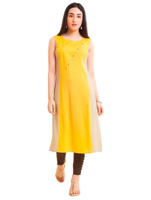 Straight color block kurta - 15621847 - Standard Image - 1