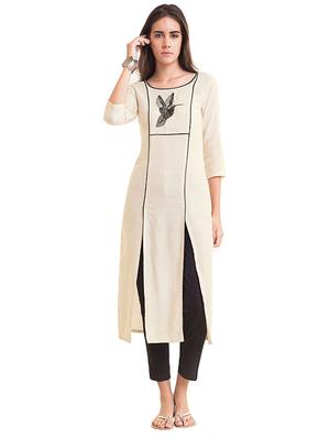 Double slit piping solid kurta - 15621849 - Standard Image - 1