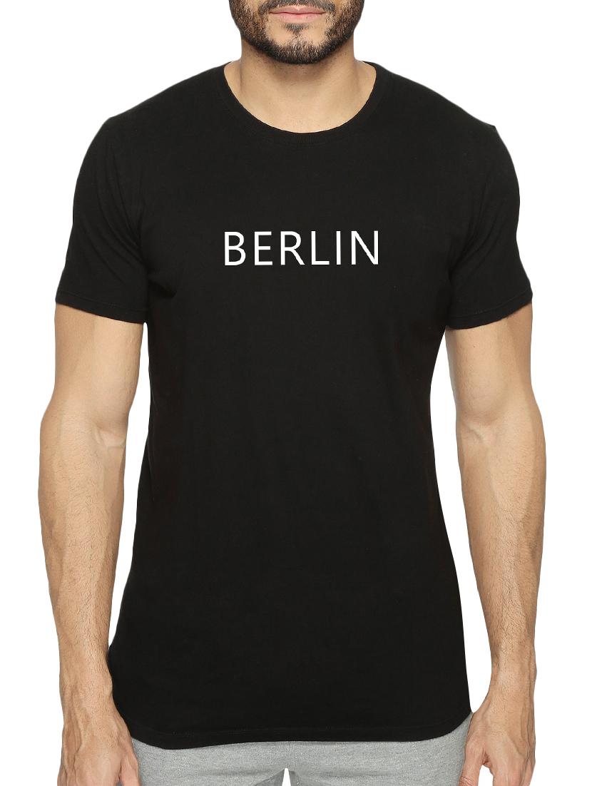 black cotton chest print tshirt - 15621921 - Zoom Image - 1