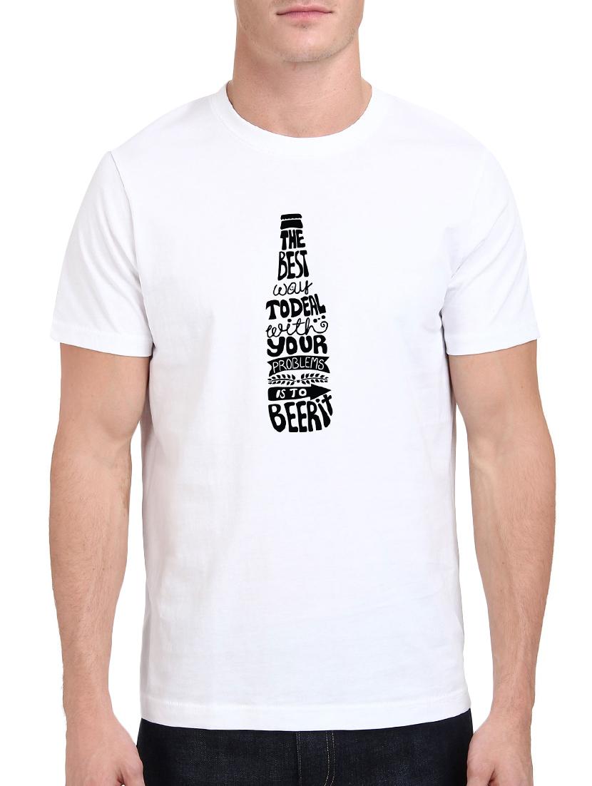 white cotton chest print tshirt - 15621925 - Zoom Image - 1