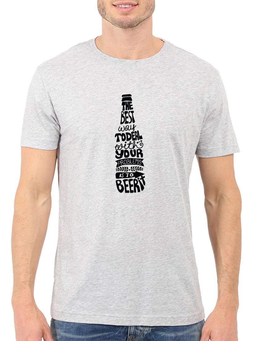 grey cotton chest print tshirt - 15621926 - Zoom Image - 1