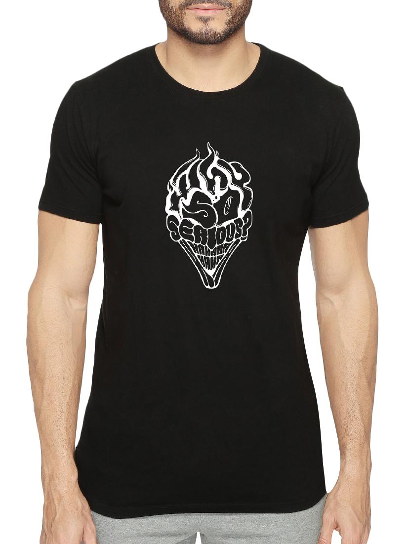 black cotton chest print tshirt - 15621927 - Zoom Image - 1