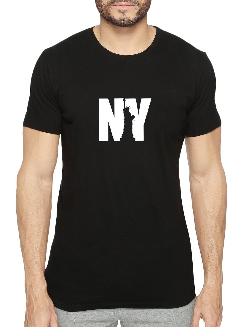 black cotton chest print tshirt - 15621938 - Zoom Image - 1