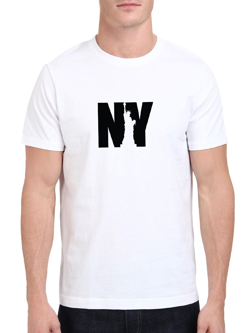 white cotton chest print tshirt - 15621939 - Zoom Image - 1
