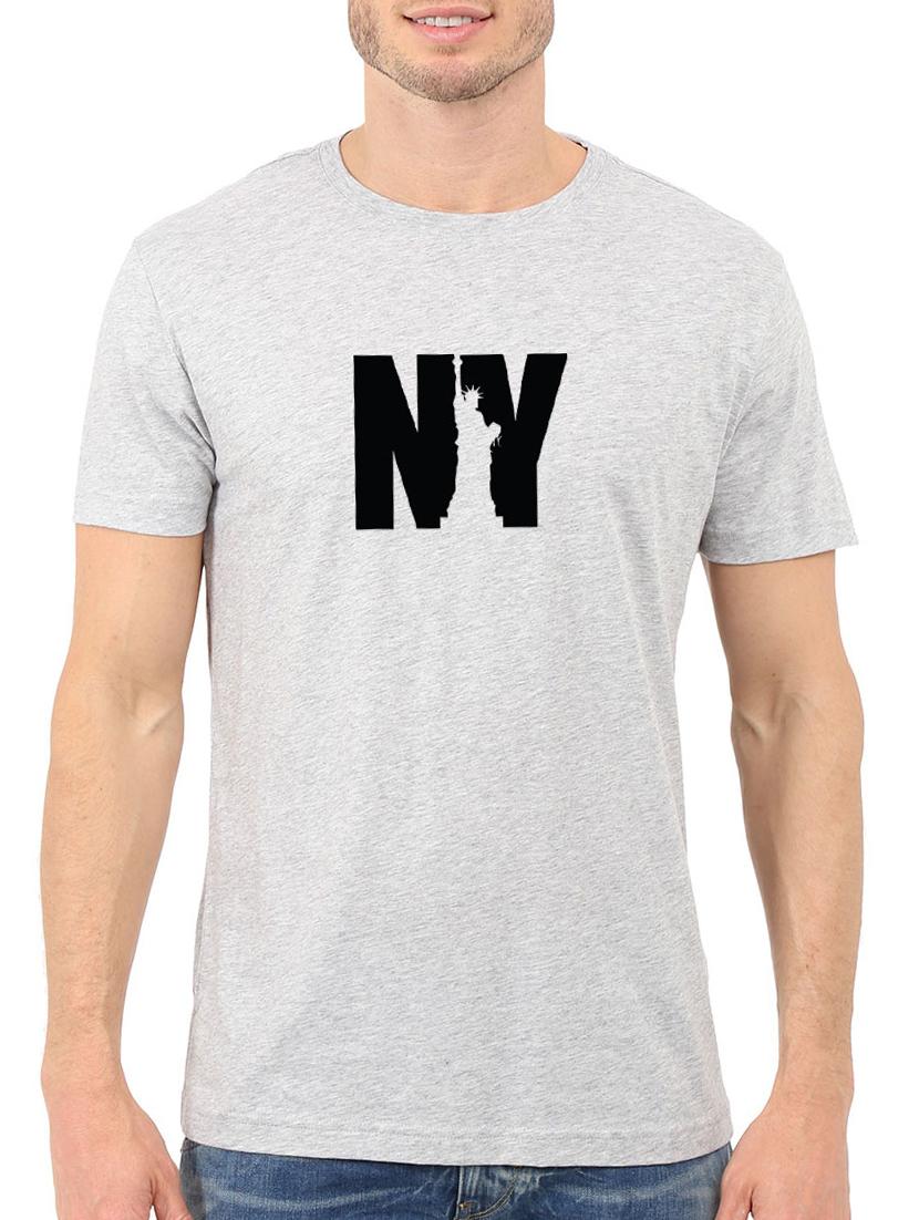 grey cotton chest print tshirt - 15621940 - Zoom Image - 1