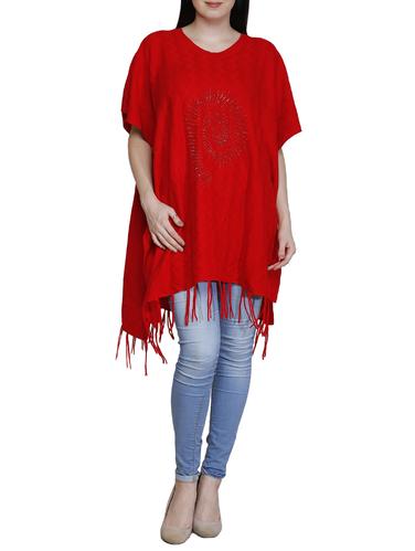 fringe detail embellished poncho - 15622066 - Very Small Image - 1