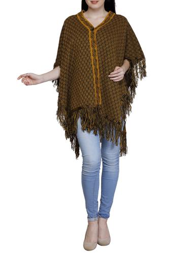 button detail fringed poncho - 15622074 - Very Small Image - 1