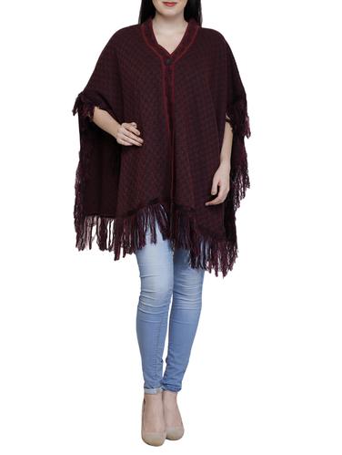 button detail fringed poncho - 15622075 - Very Small Image - 1