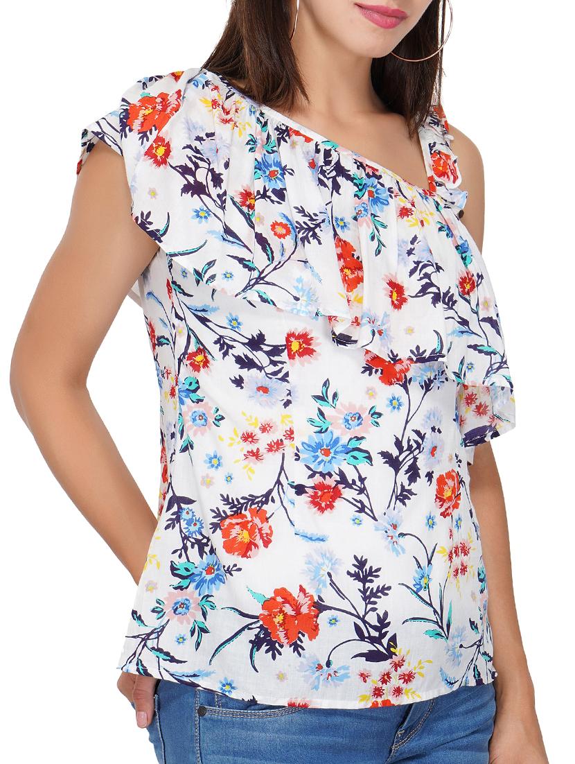ruffled detail floral top - 15622079 - Zoom Image - 1