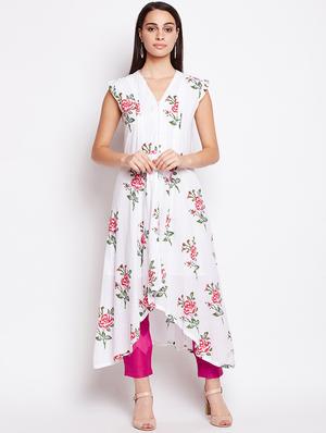 Snow Asymmetric floral kurta - 15622370 - Standard Image - 1