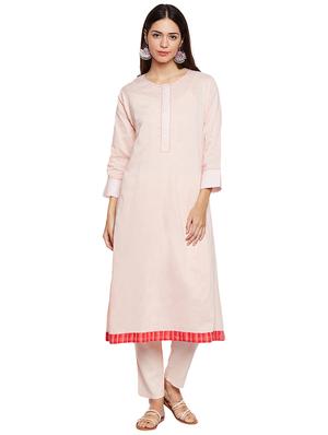 Baby pink a-line solid kurta - 15622372 - Standard Image - 1