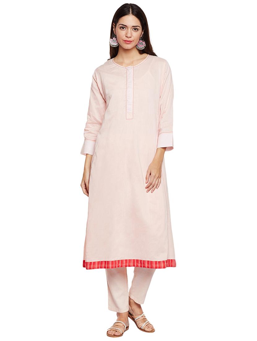 Baby pink a-line solid kurta - 15622372 - Zoom Image - 1