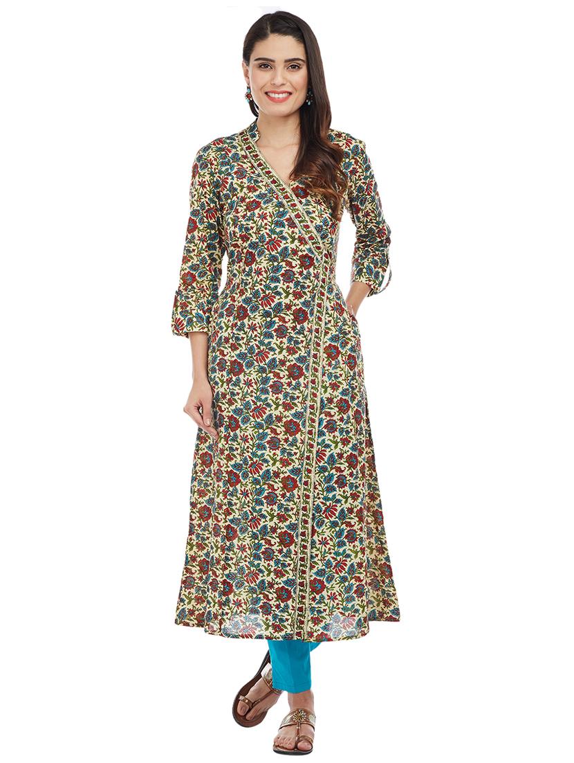 Angrakha printed kurta - 15622378 - Zoom Image - 1