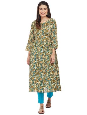 A-line printed kurta with tassels - 15622381 - Standard Image - 1
