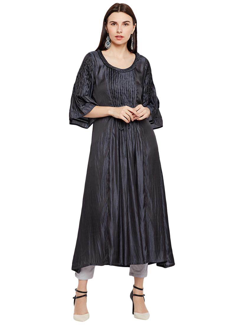 Art silk flared pintucks kurta - 15622384 - Zoom Image - 1
