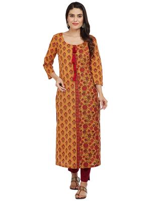 Printed straight kurta with tassels - 15622398 - Standard Image - 1