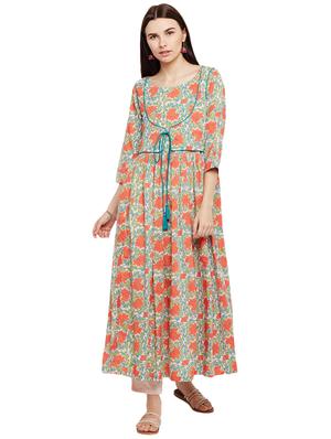 Flared printed draw code kurta - 15622404 - Standard Image - 1
