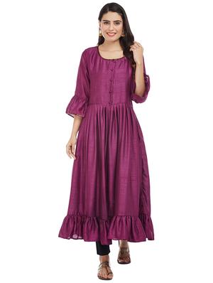 Flared bell sleeves kurta - 15622406 - Standard Image - 1