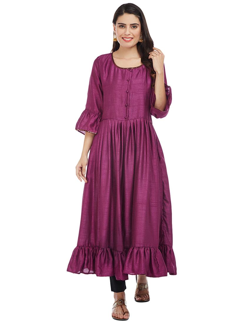 Flared bell sleeves kurta - 15622406 - Zoom Image - 1