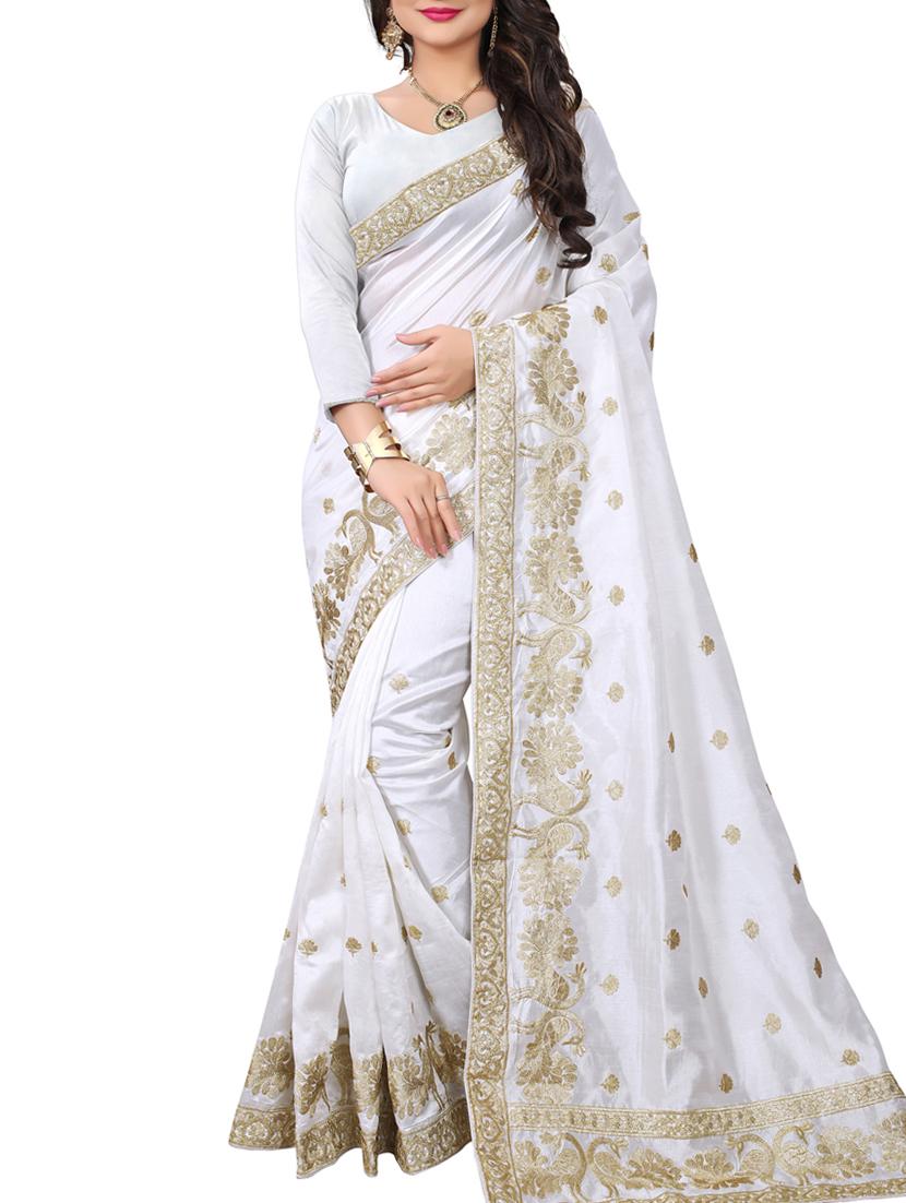 zari embroidered saree with blouse - 15622661 - Zoom Image - 1