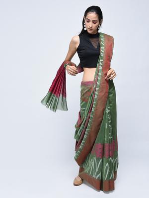 floral motif woven saree with blouse - 15622854 - Standard Image - 1