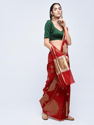 conversational zari motif banarasi saree with blouse - 15622856 - Standard Image - 1