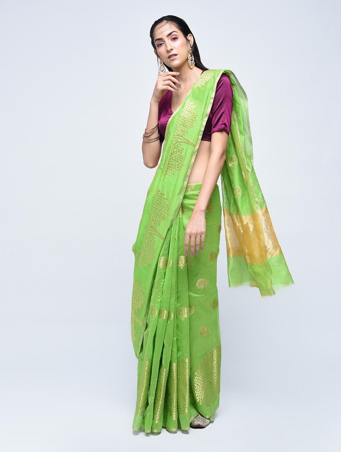 conversational zari motif banarasi saree with blouse - 15622857 - Zoom Image - 1