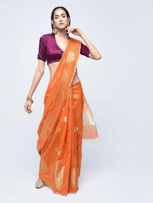 conversational zari motif banarasi saree with blouse - 15622858 - Standard Image - 1