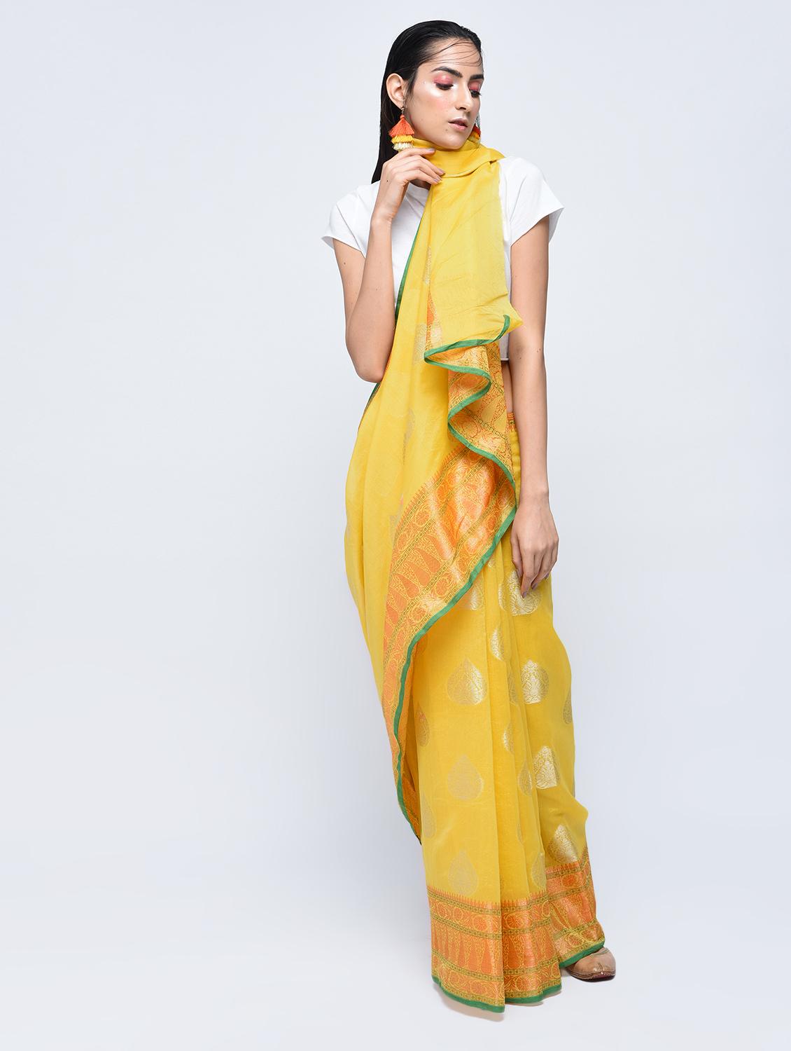 zari motif banarasi saree with blouse - 15622886 - Zoom Image - 1