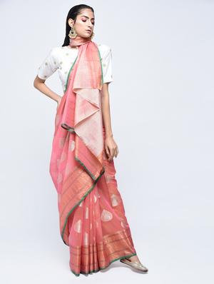 zari motif banarasi saree with blouse - 15622888 - Standard Image - 1