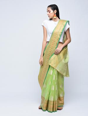 zari motif banarasi saree with blouse - 15622889 - Standard Image - 1